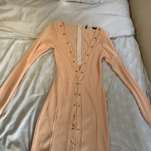 Pink lace-up dress